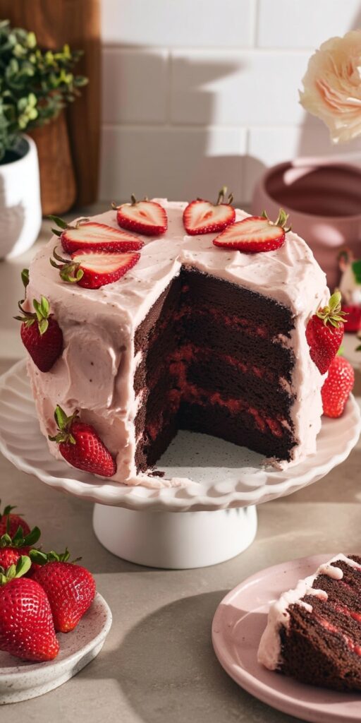Delicious Strawberry Chocolate Cake