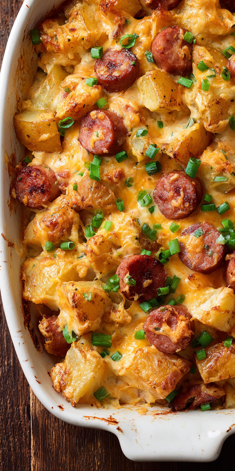A vibrant display of Cheesy Ranch Potatoes and Smoked Sausage ingredients ready for cooking