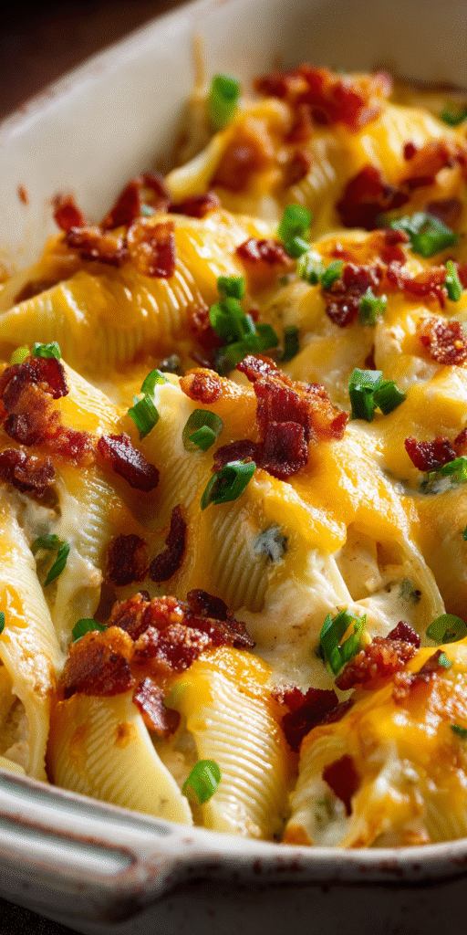 Delicious Crack Chicken Stuffed Shells with creamy, cheesy filling