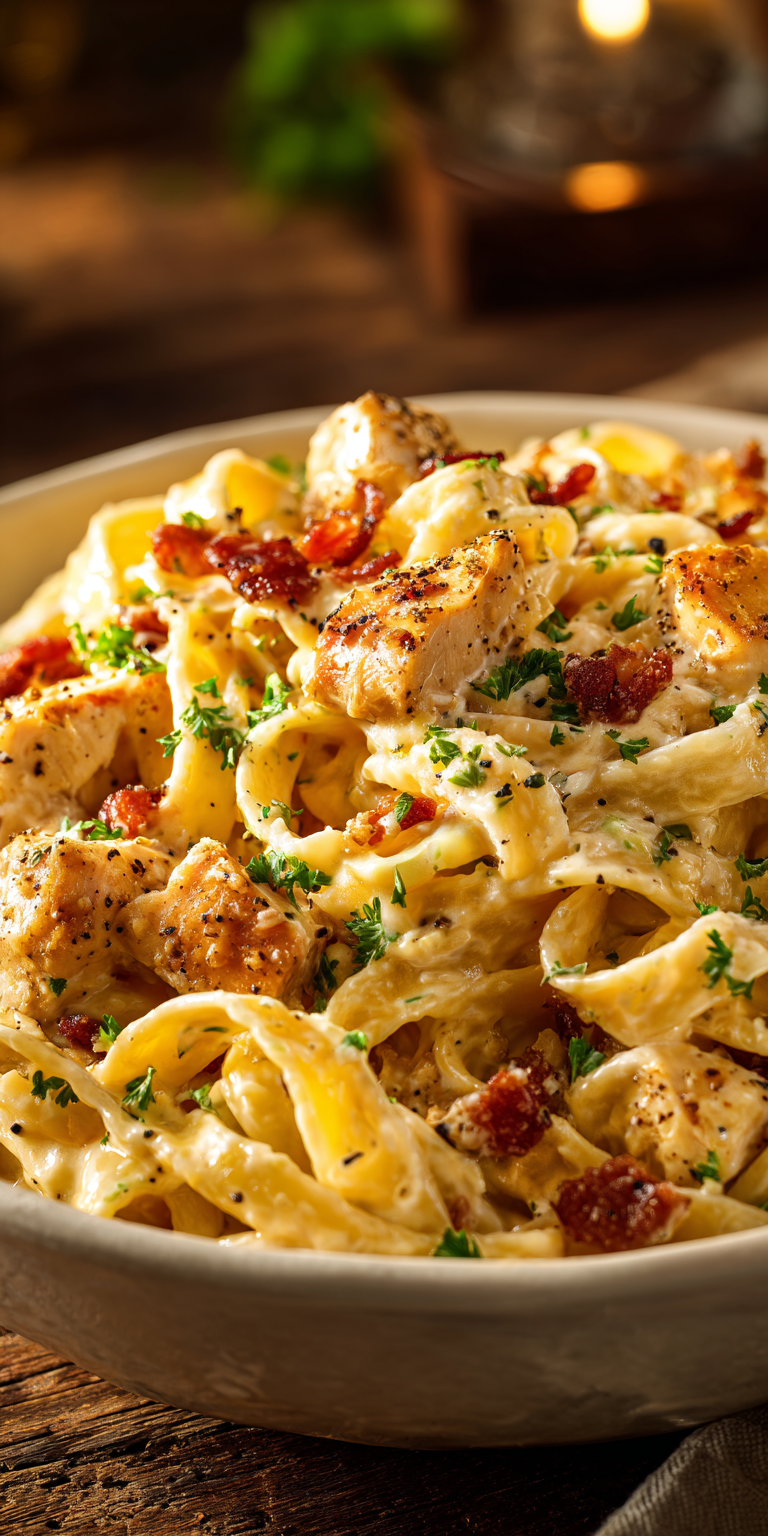 Creamy Chicken Ranch Pasta with beef bacon ingredients ready for cooking