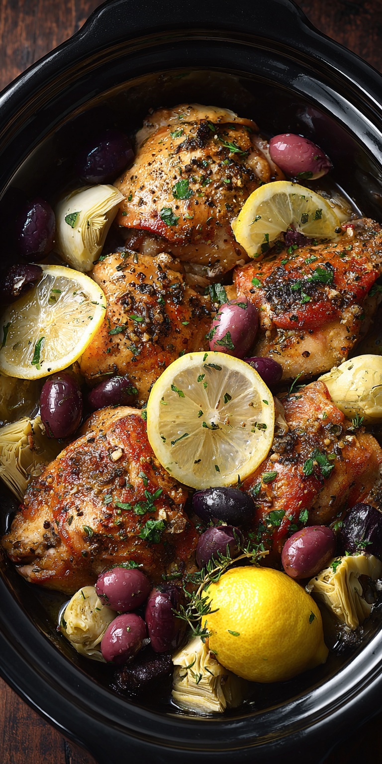 Crockpot Chicken with Olives Greek Inspired Savory Dish Recipe