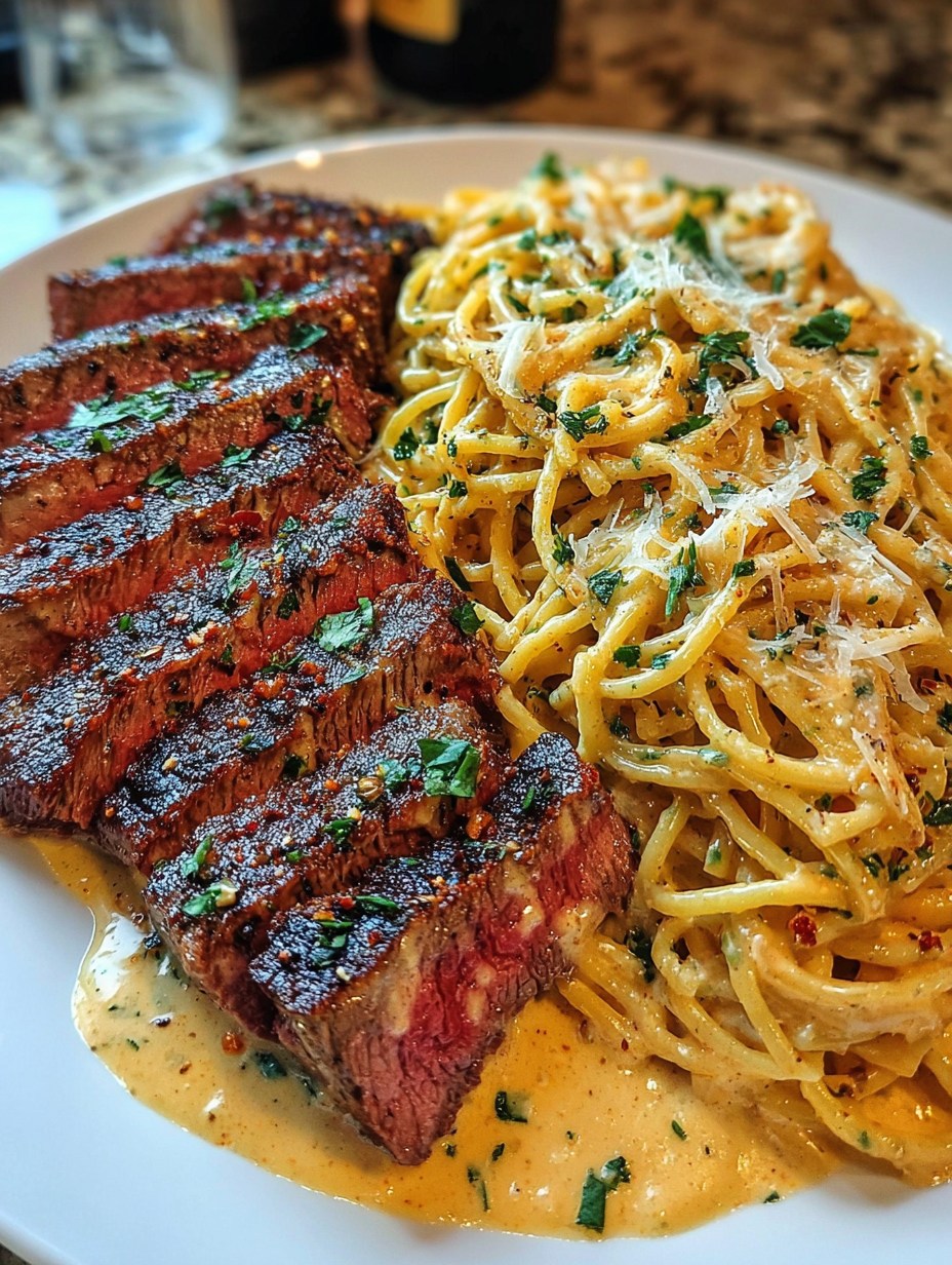 Cheesy Cajun Steak Spaghetti with Spicy Garlic Parmesan Cream