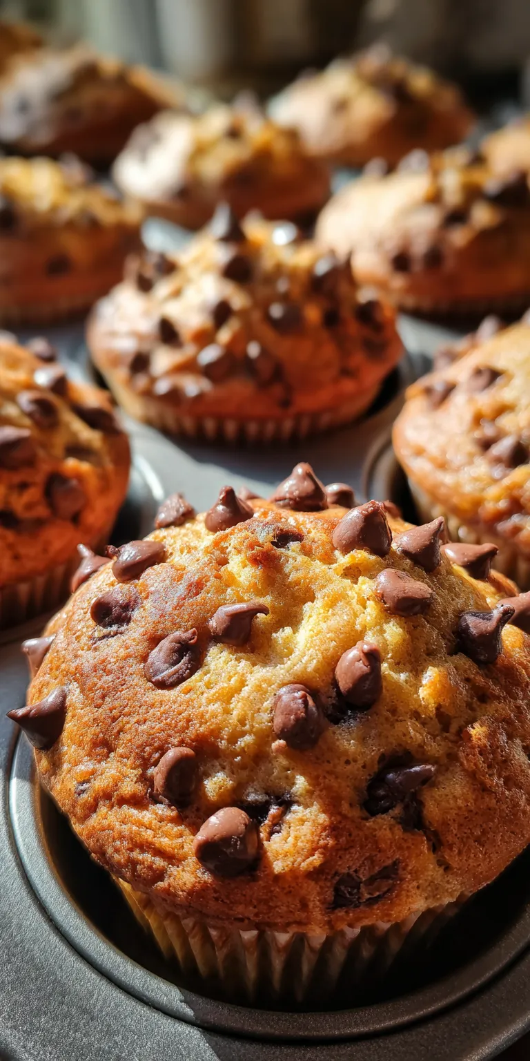 Bakery-style banana chocolate chip muffins with a soft, moist texture