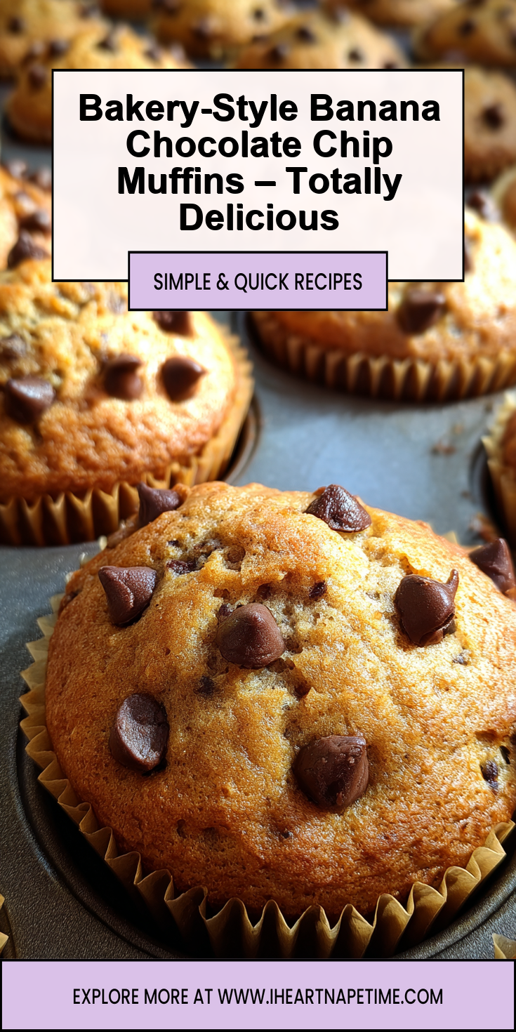 Freshly baked banana chocolate chip muffins with a soft, moist texture