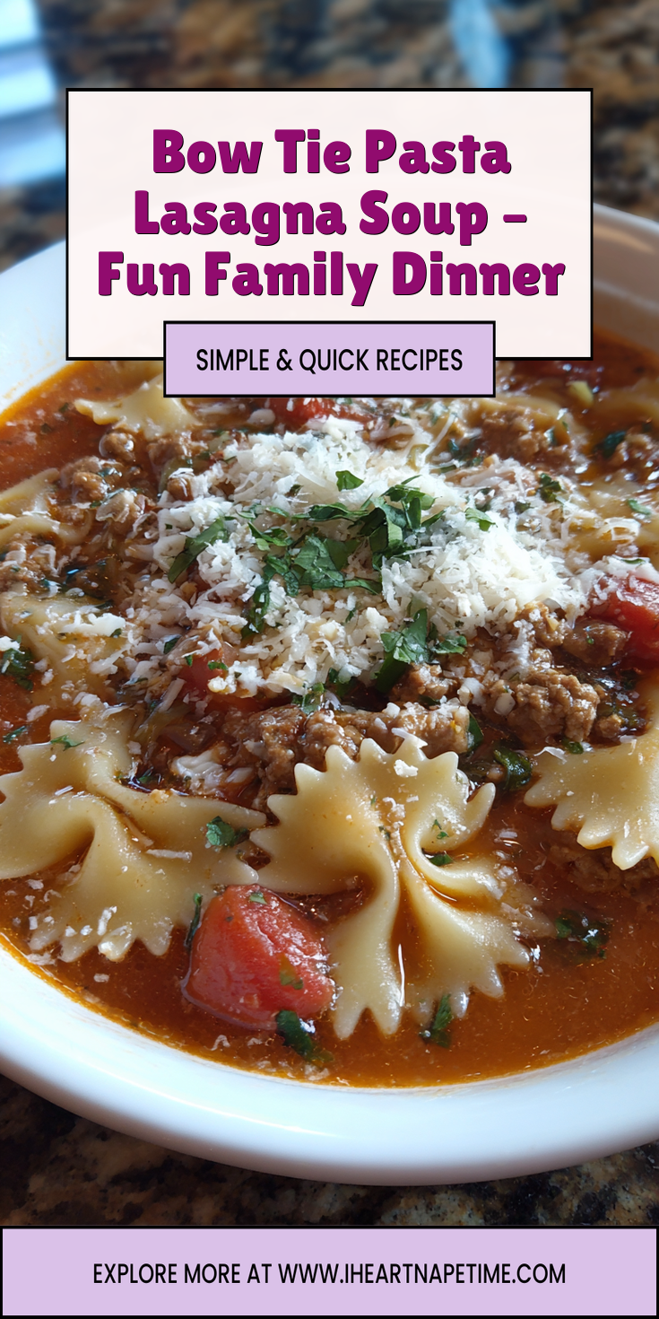 Bow Tie Pasta Lasagna Soup – Fun Family Dinner served warm with cozy spices