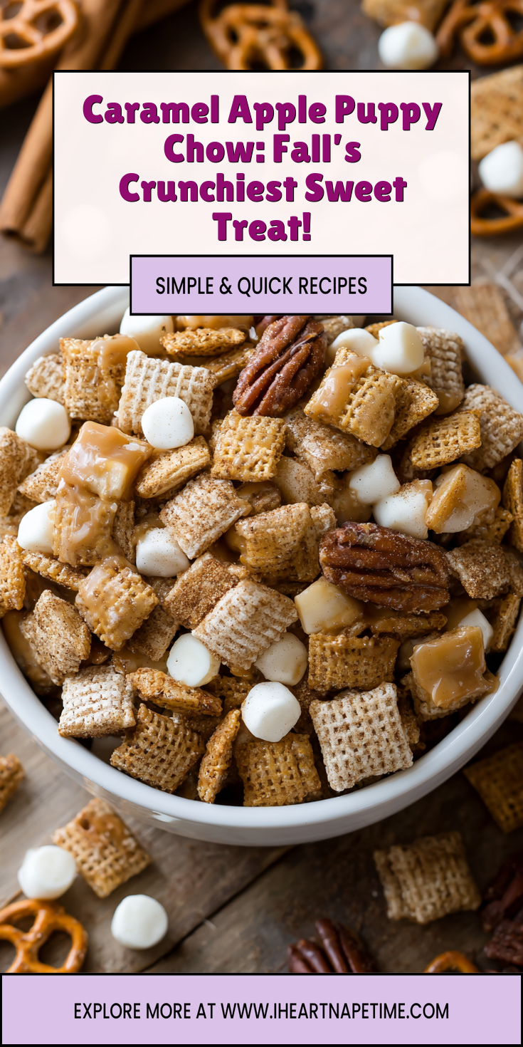 Caramel Apple Puppy Chow: Fall’s Crunchiest Sweet Treat! served warm with cozy spices