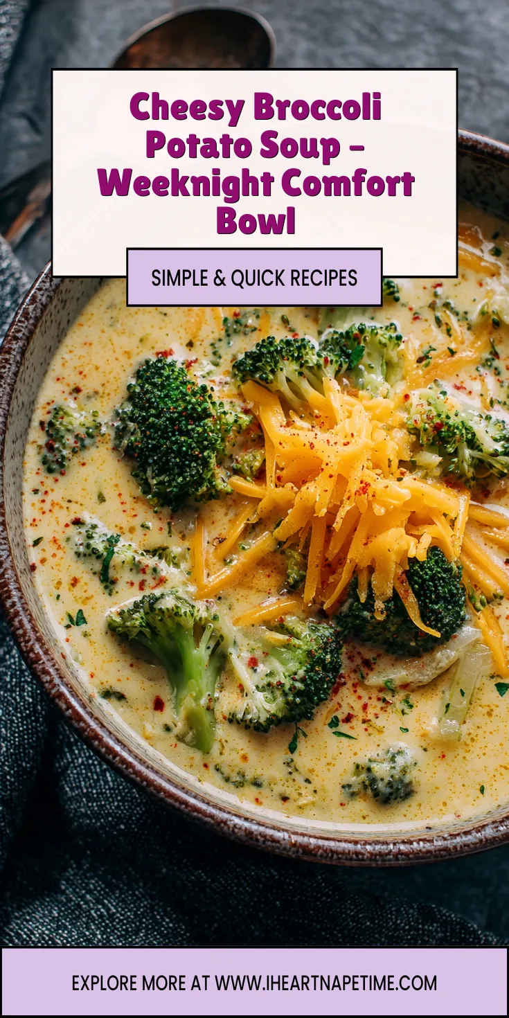 Cheesy Broccoli Potato Soup – Weeknight Comfort Bowl served warm with cozy spices