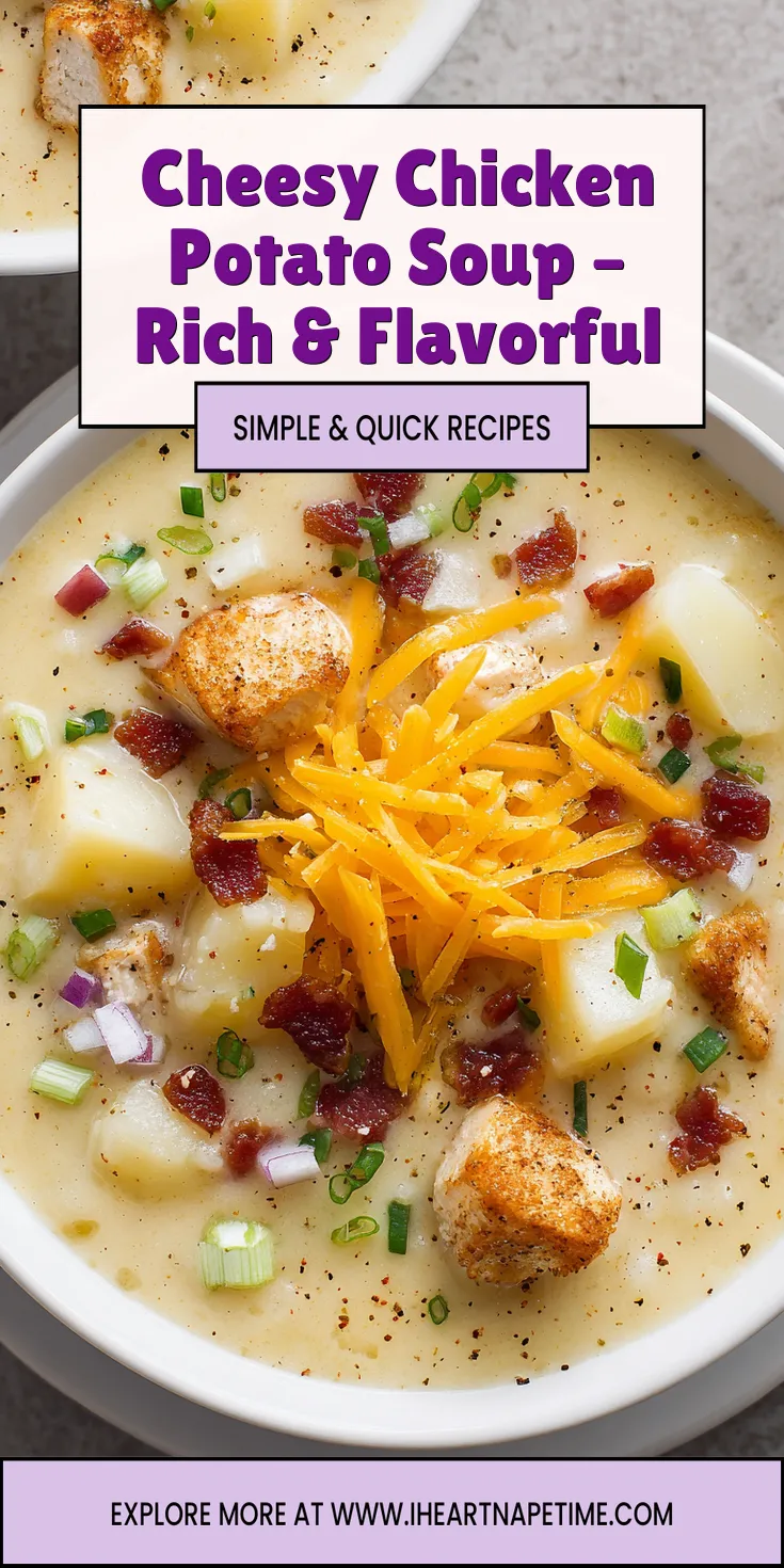 Cheesy Chicken Potato Soup – Rich & Flavorful served warm with cozy spices