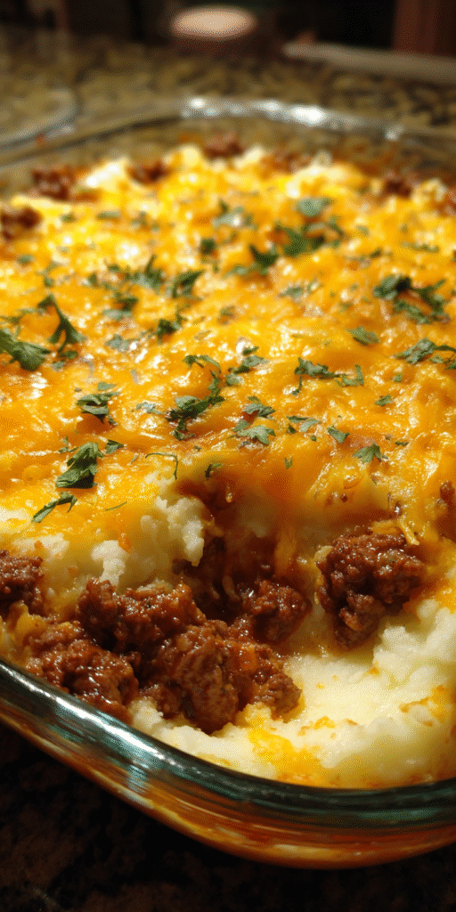 Cheesy Mashed Potato & Ground Beef Skillet Recipe