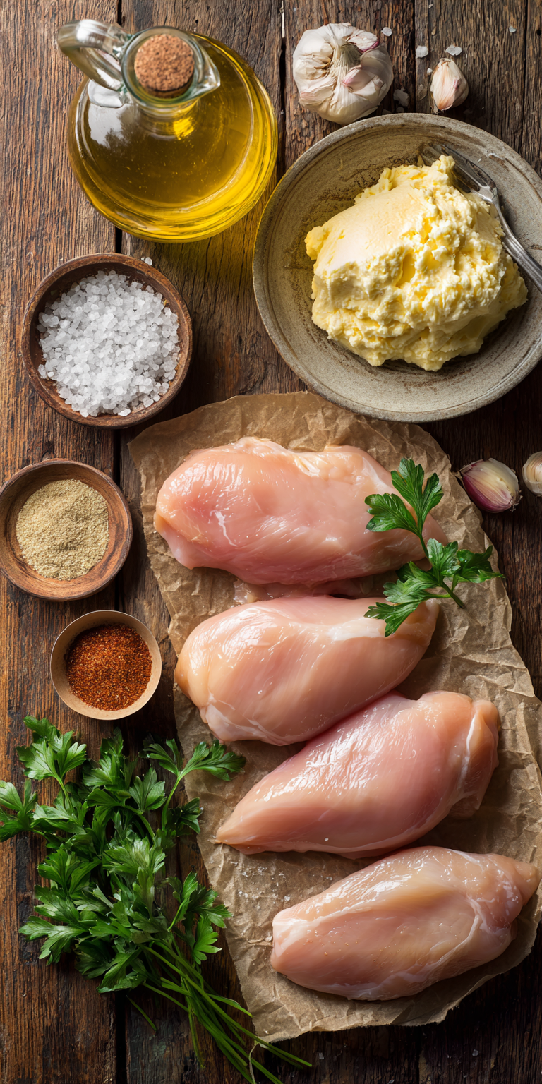 Fresh components for crispy honey garlic chicken with a golden glaze