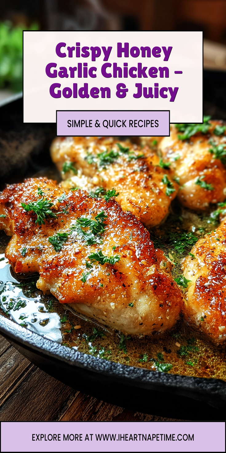 Crispy honey garlic chicken with a golden glaze on a plate