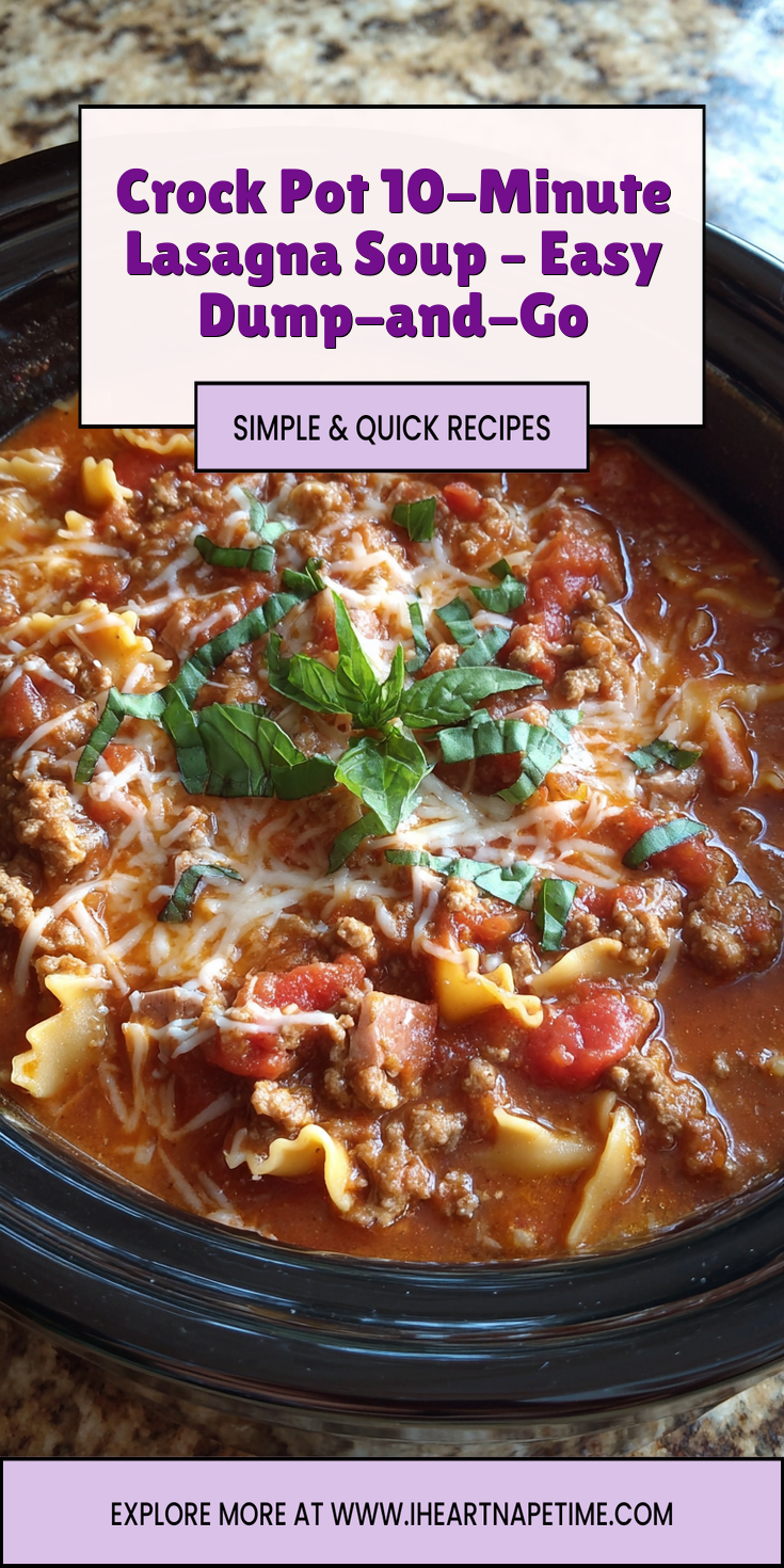Crock Pot 10-Minute Lasagna Soup – Easy Dump-and-Go served warm with cozy spices