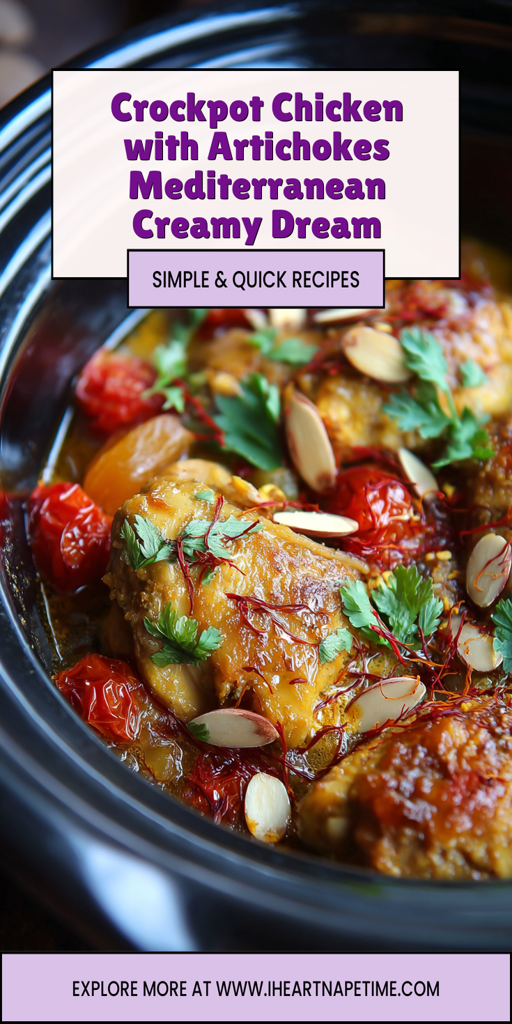 Crockpot Chicken with Artichokes Mediterranean Creamy Dream served warm with cozy spices