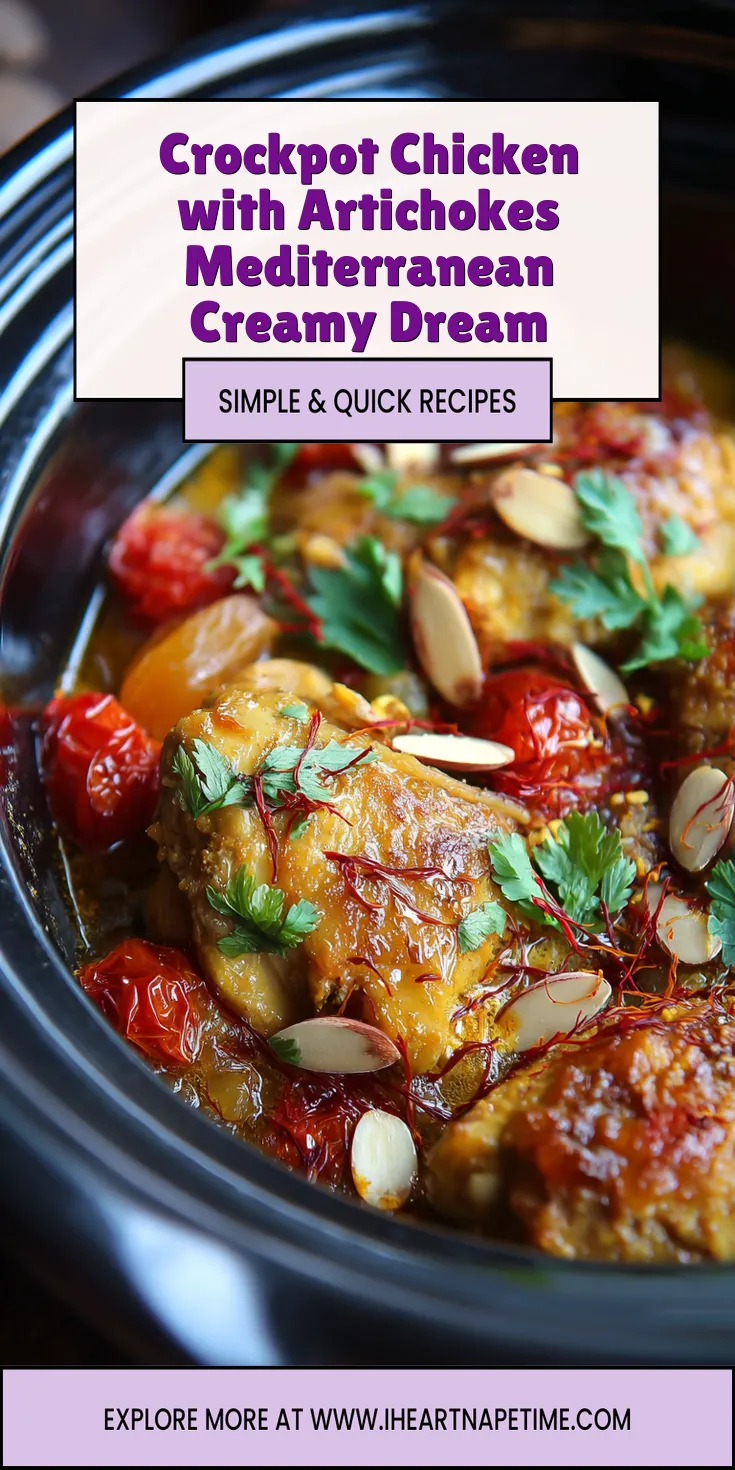 Crockpot Chicken with Artichokes Mediterranean Creamy Dream served warm with cozy spices