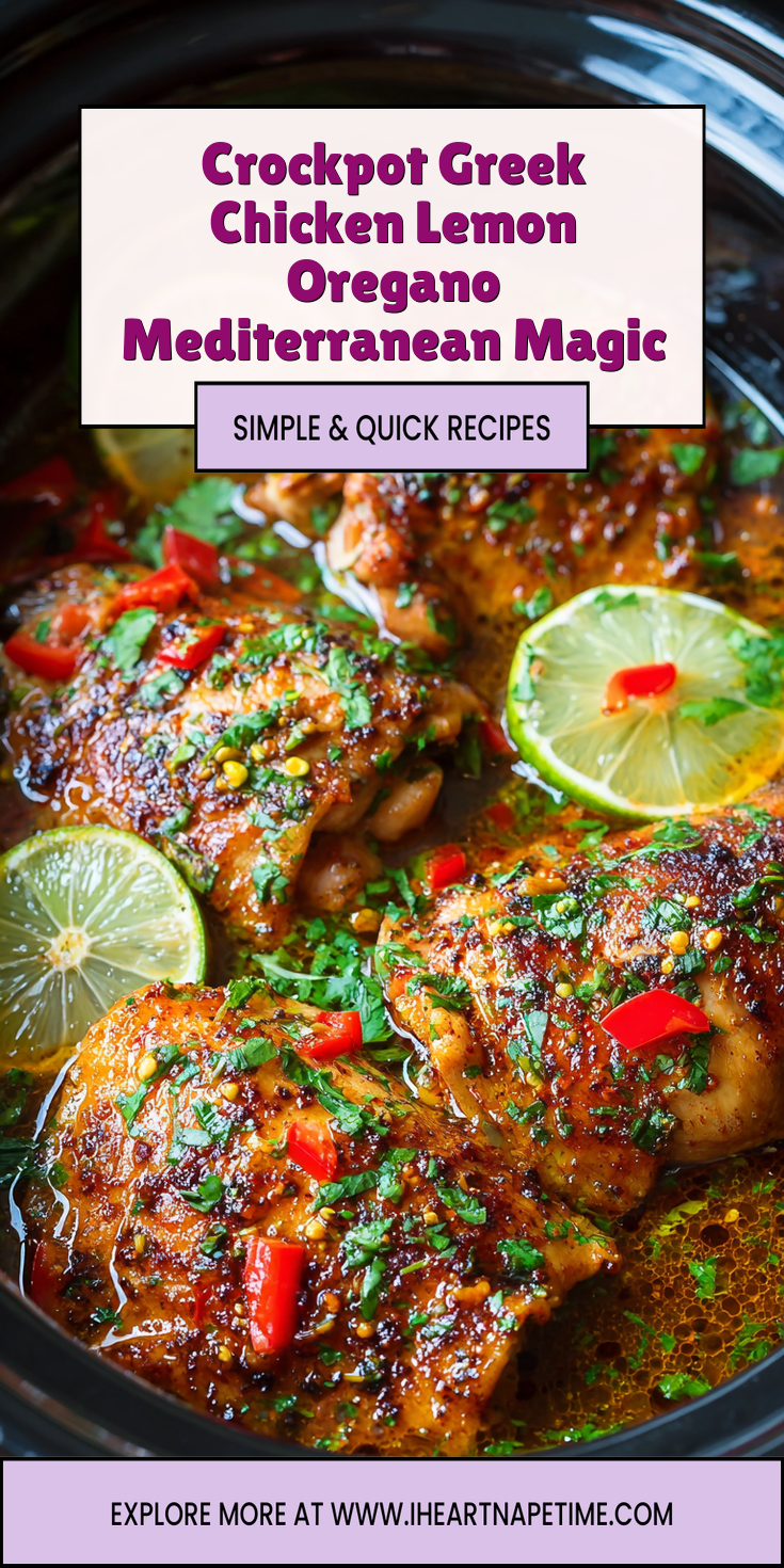Crockpot Greek Chicken Lemon Oregano Mediterranean Magic served warm with cozy spices