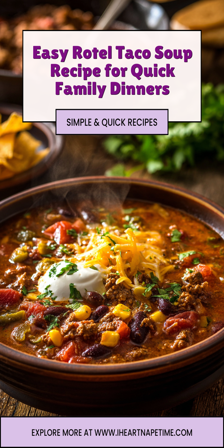 A bowl of easy Rotel taco soup, perfect for quick family dinners