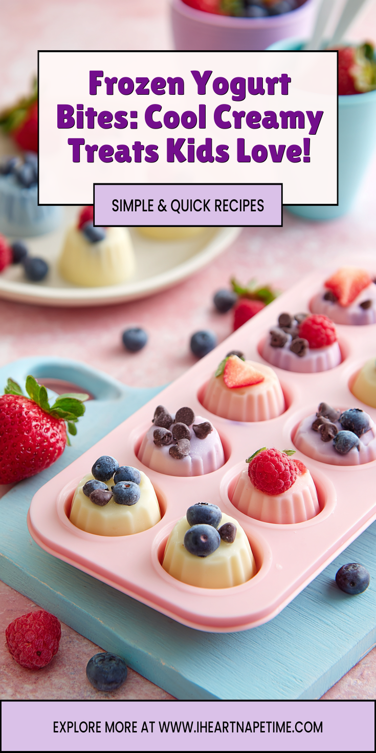 Frozen Yogurt Bites on a tray, a cool and creamy snack for kids