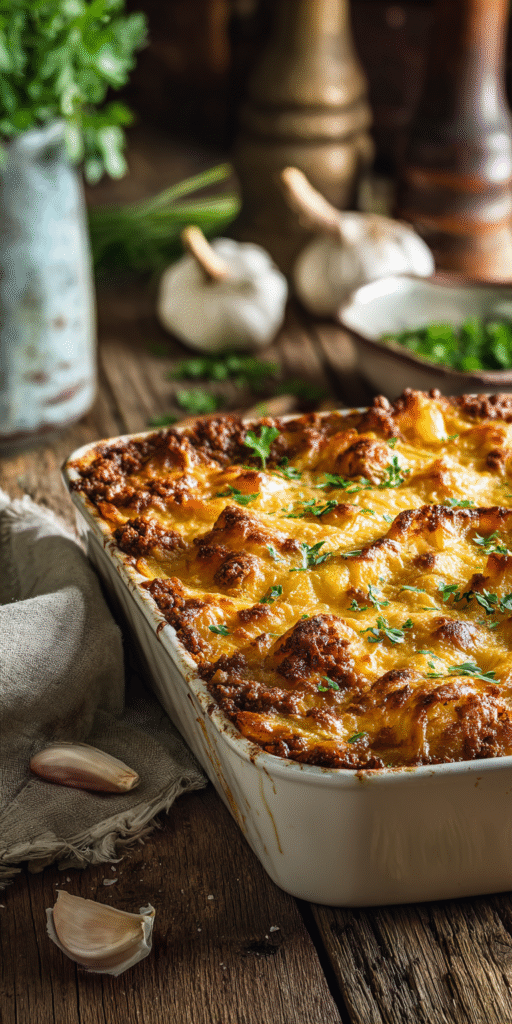 Garlic Butter Ground Beef & Potato Casserole Recipe