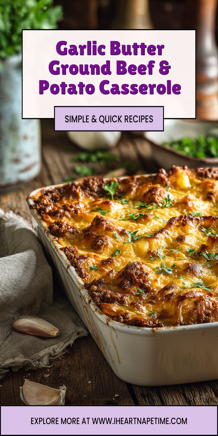 Garlic Butter Ground Beef & Potato Casserole served warm with cozy spices