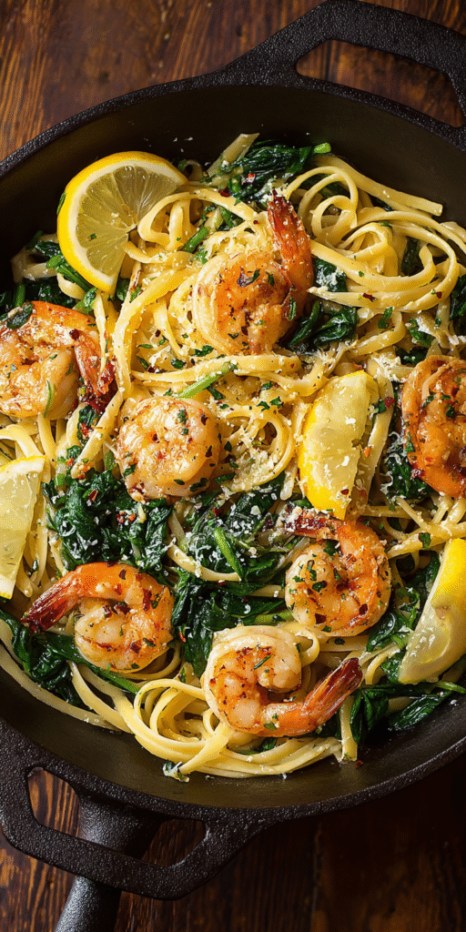 Garlic Shrimp Scampi with Wilted Spinach – Simple & Tasty Recipe