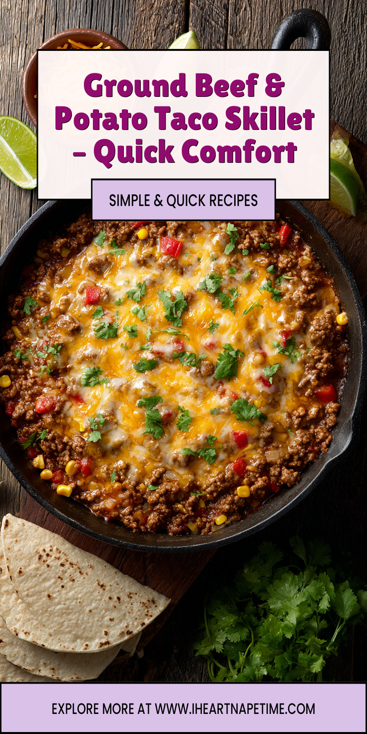 Ground Beef & Potato Taco Skillet – Quick Comfort served warm with cozy spices