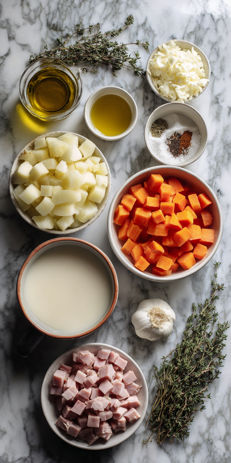 Ham & Cheddar Potato Soup – Family Favorite served warm with gentle spices and a cozy aroma