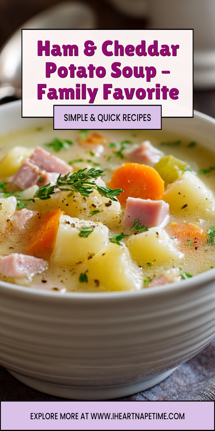 Ham & Cheddar Potato Soup – Family Favorite served warm with cozy spices