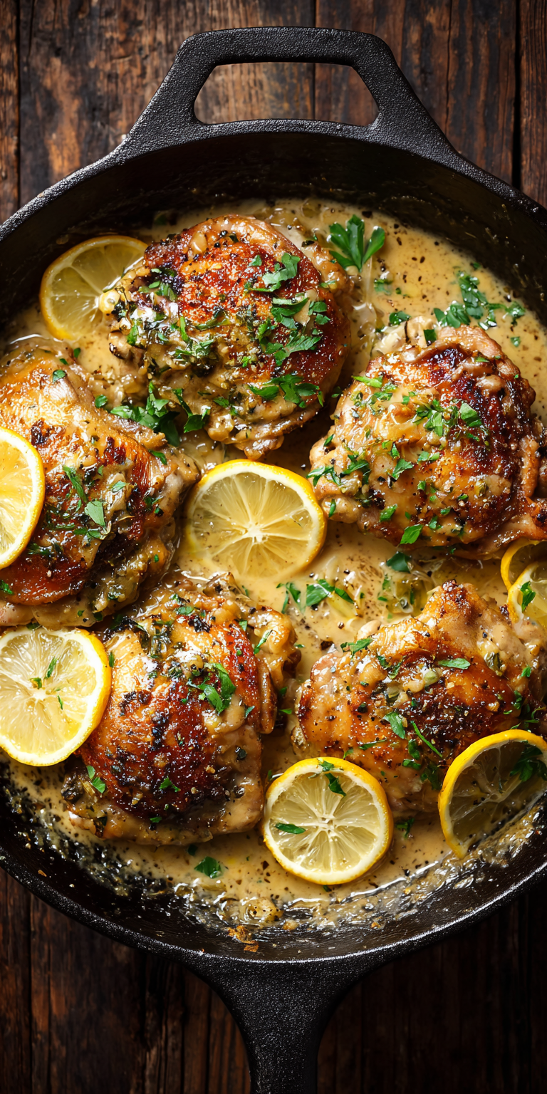 Lemon Dijon Chicken Skillet – Bright & Flavorful served warm with cozy spices