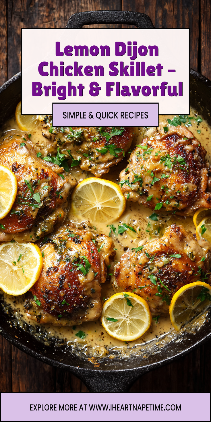 Lemon Dijon Chicken Skillet – Bright & Flavorful served warm with cozy spices