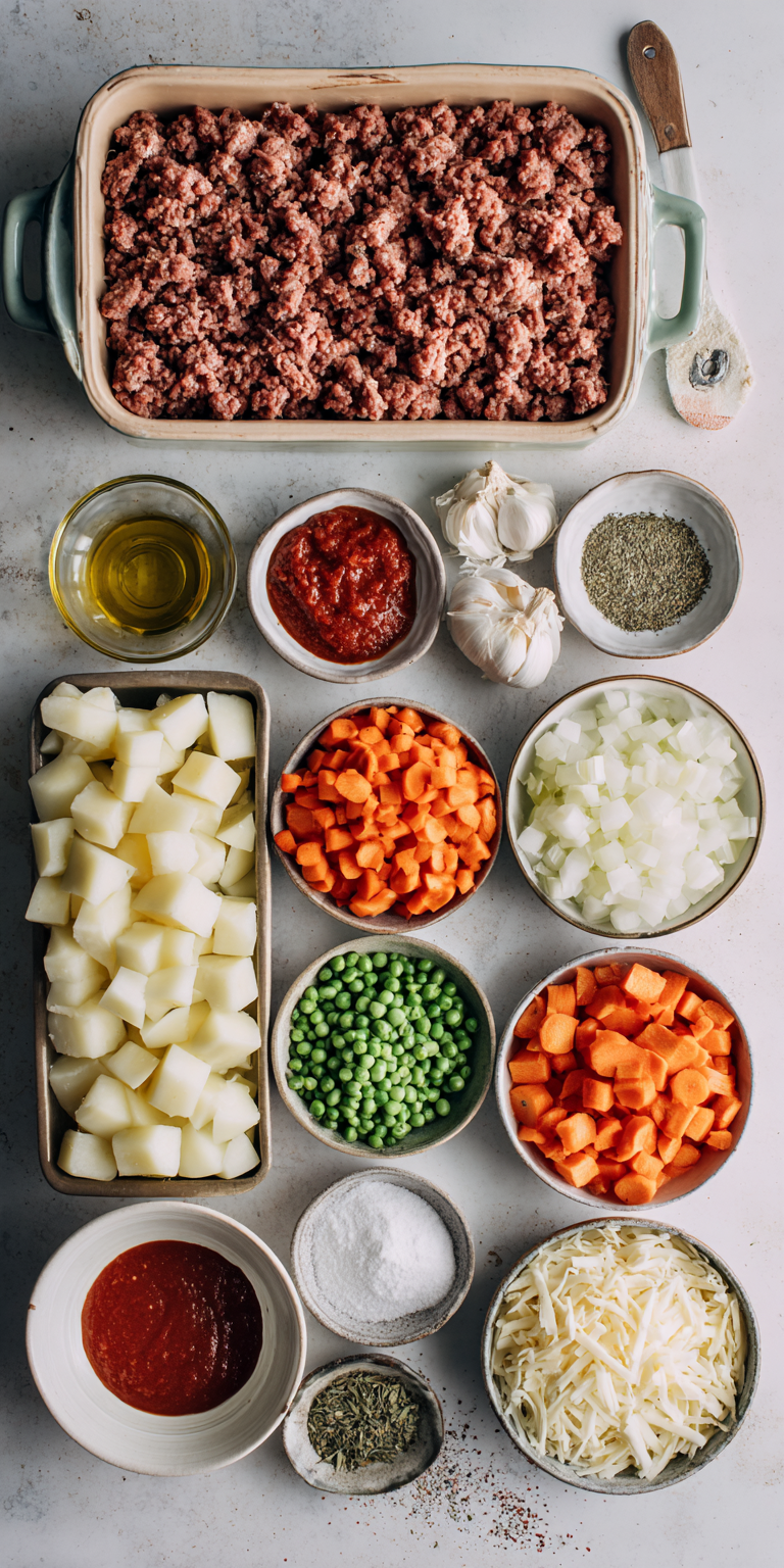 Loaded Ground Beef & Potato Bake – Family-Style served warm with cozy spices
