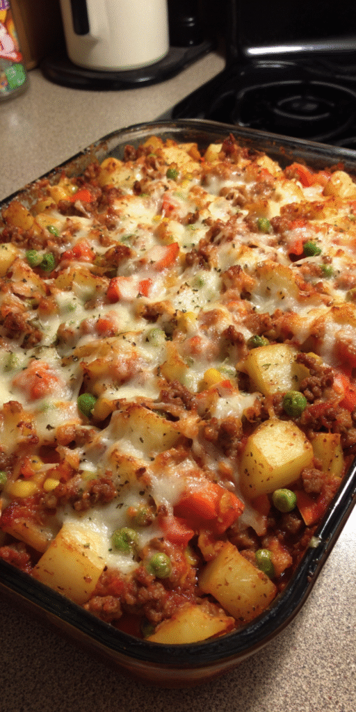 Loaded Ground Beef & Potato Bake – Family-Style Recipe