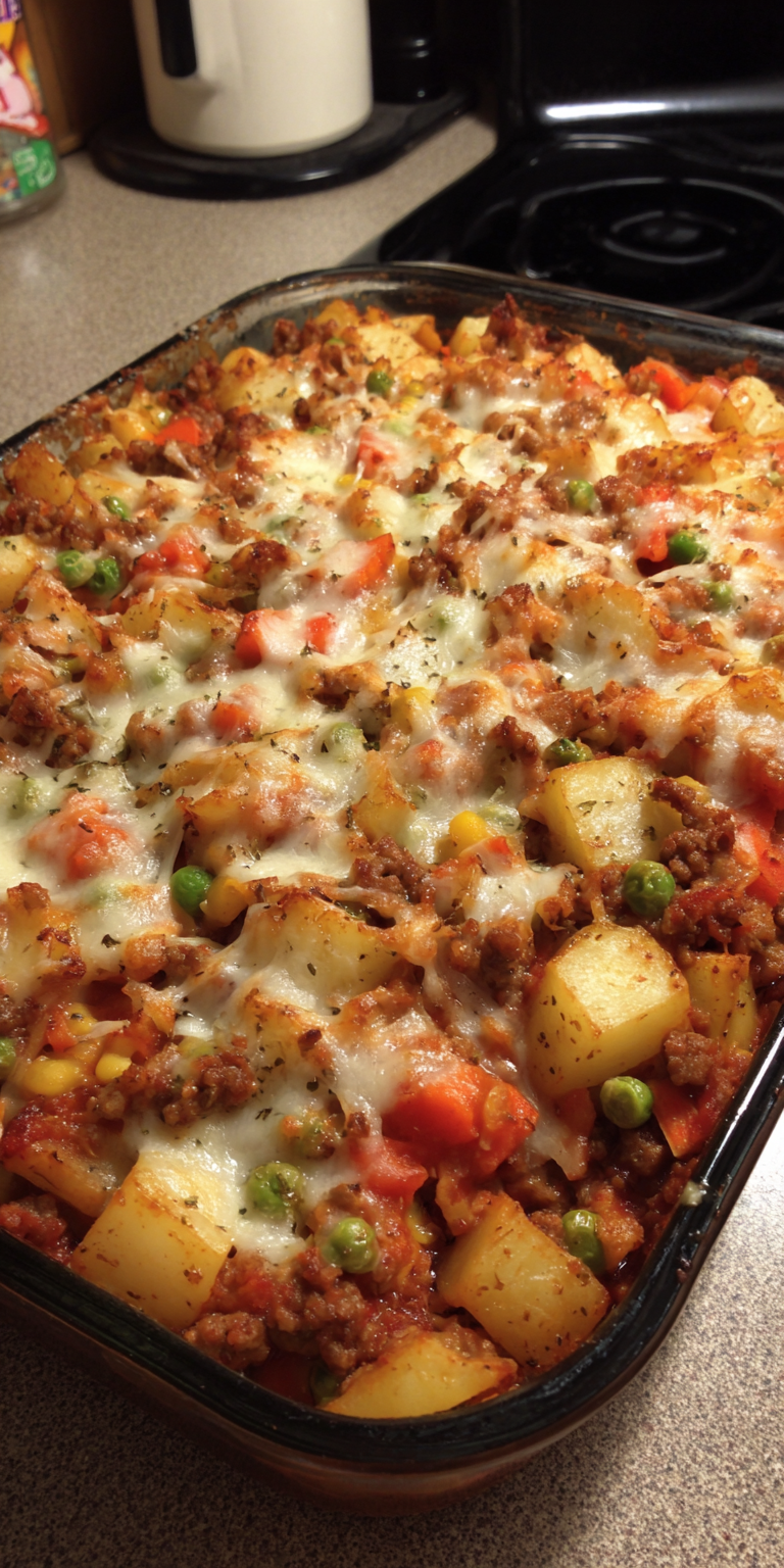 Loaded Ground Beef & Potato Bake – Family-Style Recipe