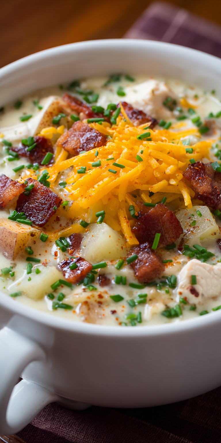 Loaded Outback Chicken Bacon Potato Soup – Restaurant Style served warm with cozy spices