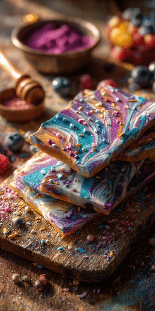 Magical Unicorn Yogurt Bark: Colorful Frozen Fun for Little Ones! Recipe
