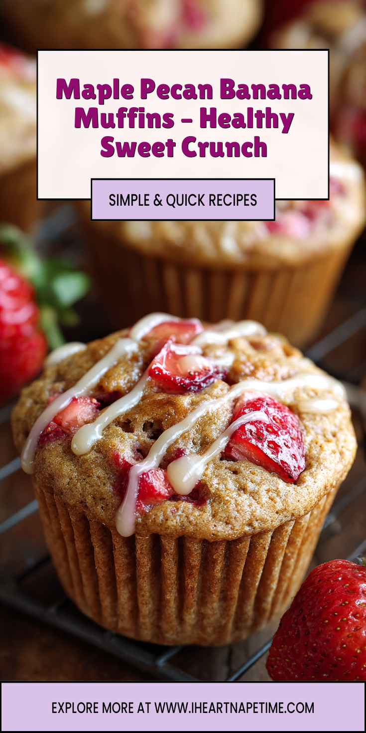 Maple Pecan Banana Muffins – Healthy Sweet Crunch served warm with cozy spices