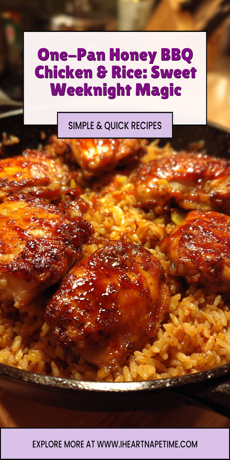 One-Pan Honey BBQ Chicken & Rice with a sweet glaze on a plate