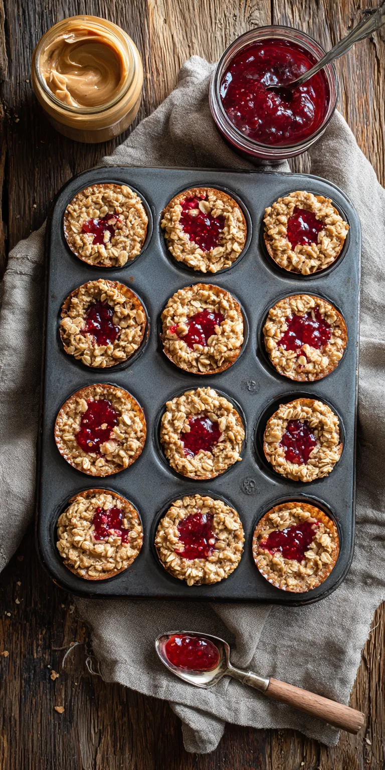 Peanut Butter & Jelly Oat Cups for toddlers on a plate