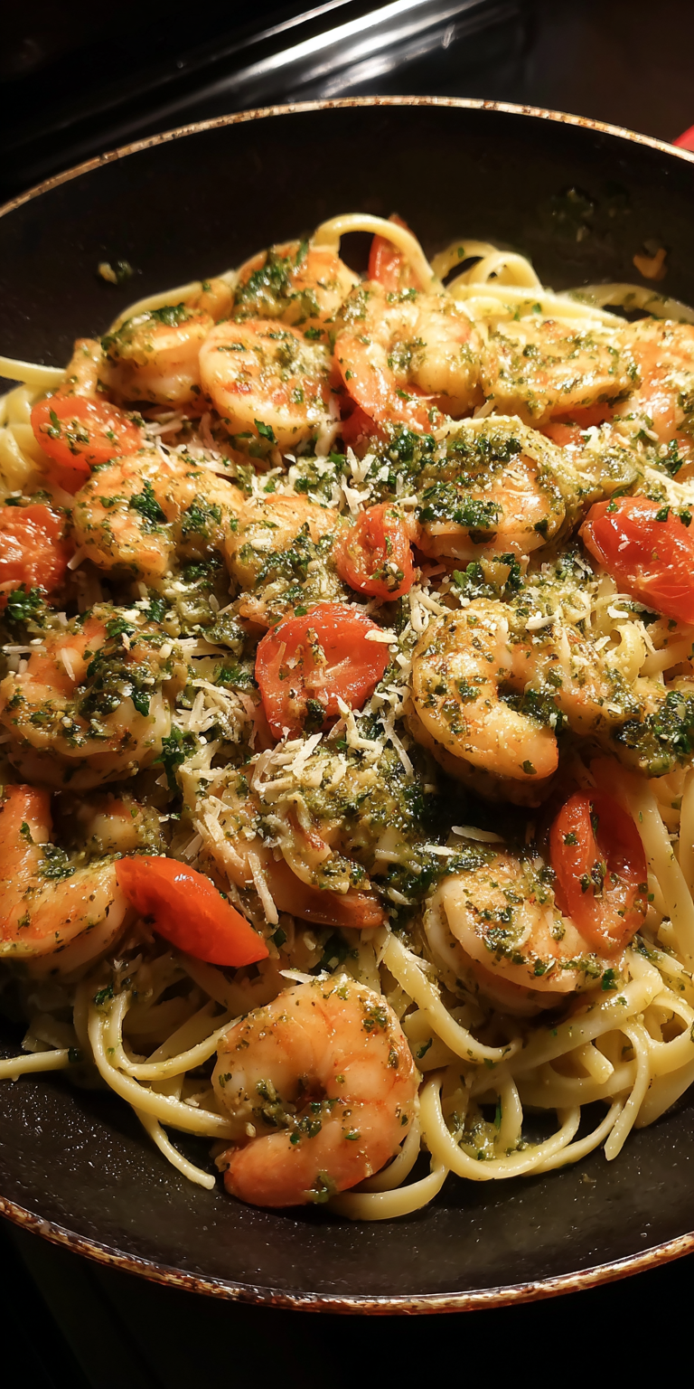 Pesto Garlic Shrimp Scampi – Herby Italian Flavor Recipe