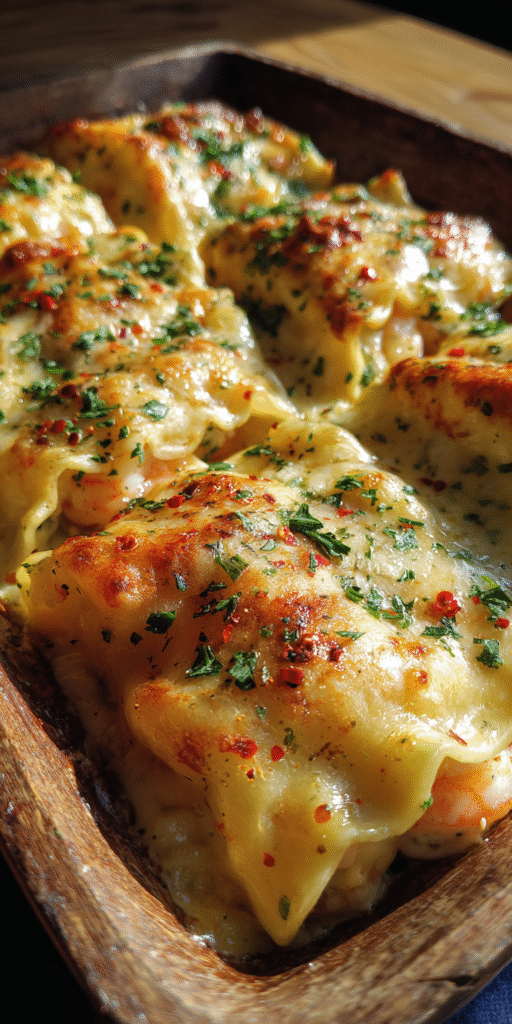 Shrimp Scampi Lasagna Rolls – Cheesy Pasta Perfection served warm with gentle spices and a cozy aroma
