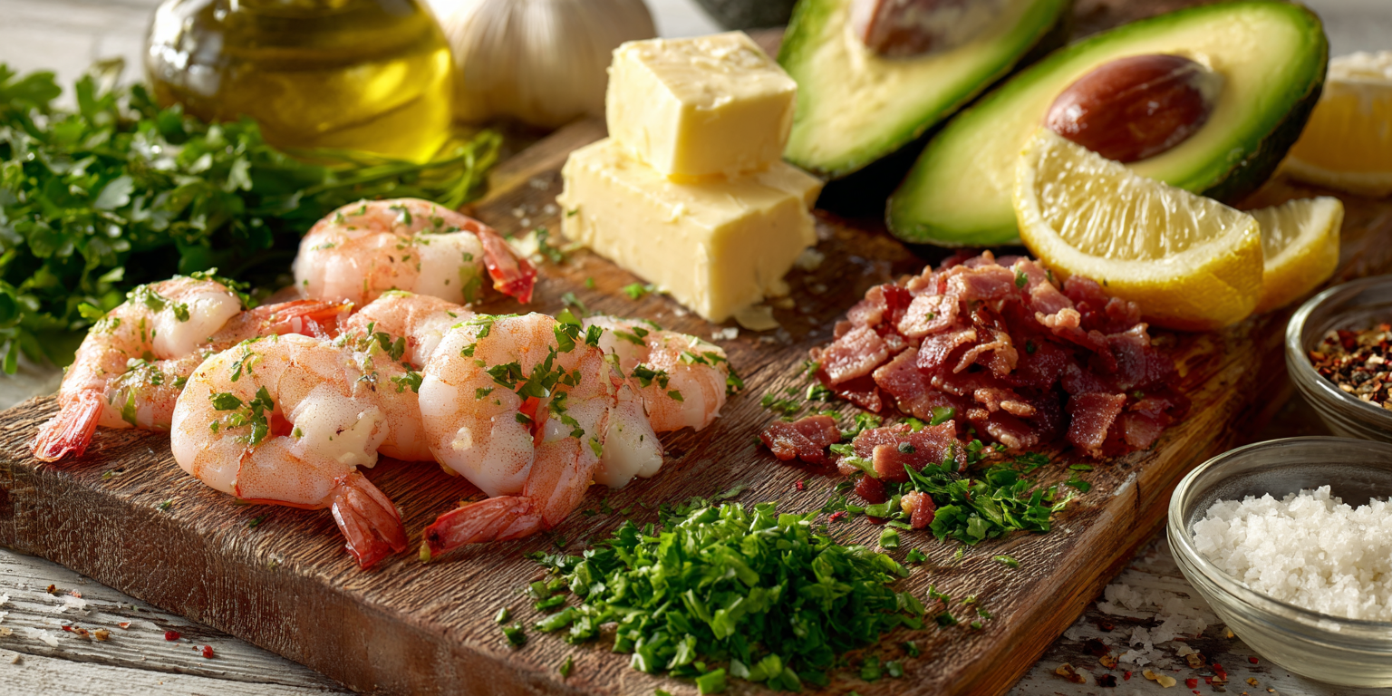 Shrimp Scampi Stuffed Avocados – Keto-Friendly Treat served warm with cozy spices