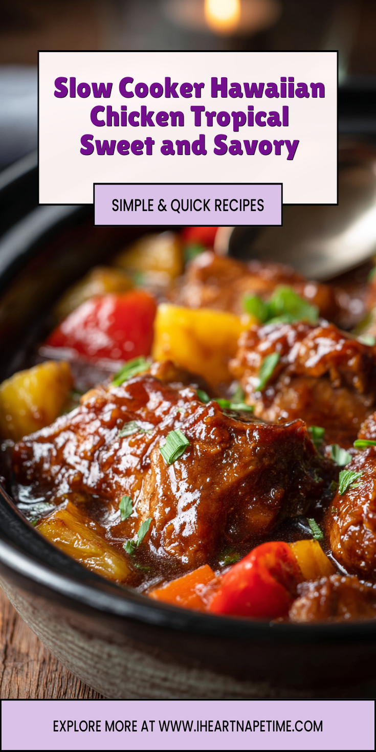 Slow Cooker Hawaiian Chicken Tropical Sweet and Savory served warm with cozy spices
