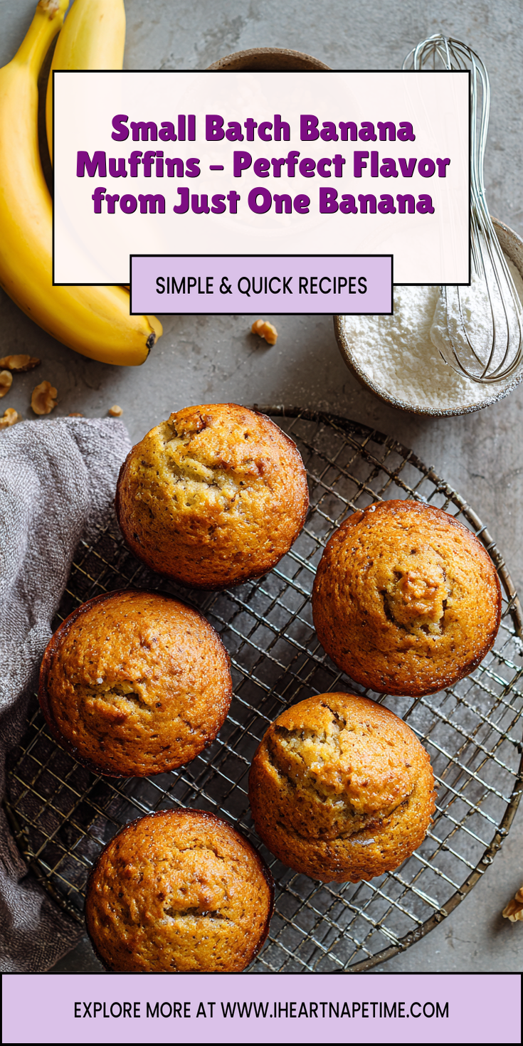 Freshly baked small batch banana muffins on a cooling rack