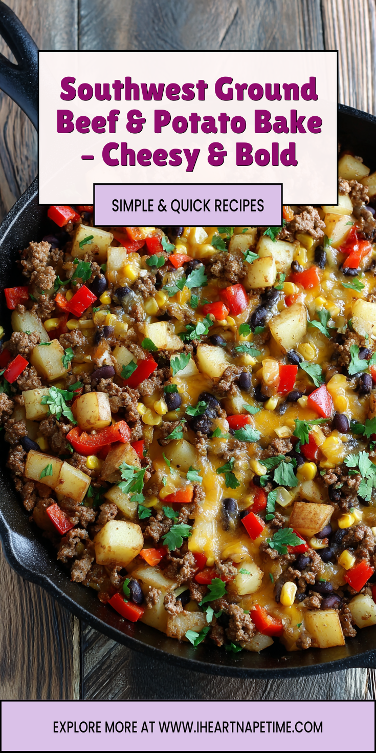 Southwest Ground Beef & Potato Bake – Cheesy & Bold served warm with cozy spices