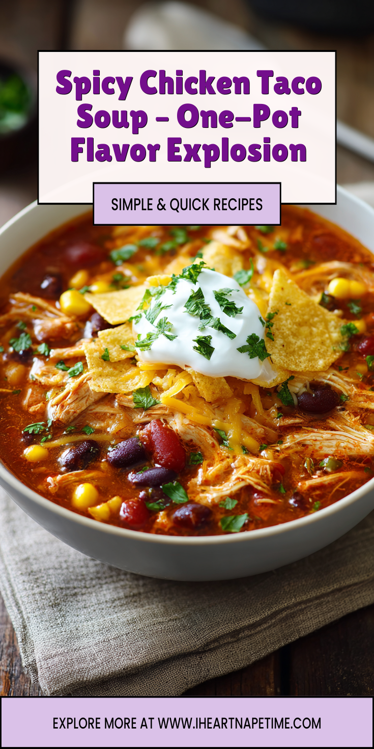 A bowl of spicy chicken taco soup with vibrant flavors and a comforting warmth