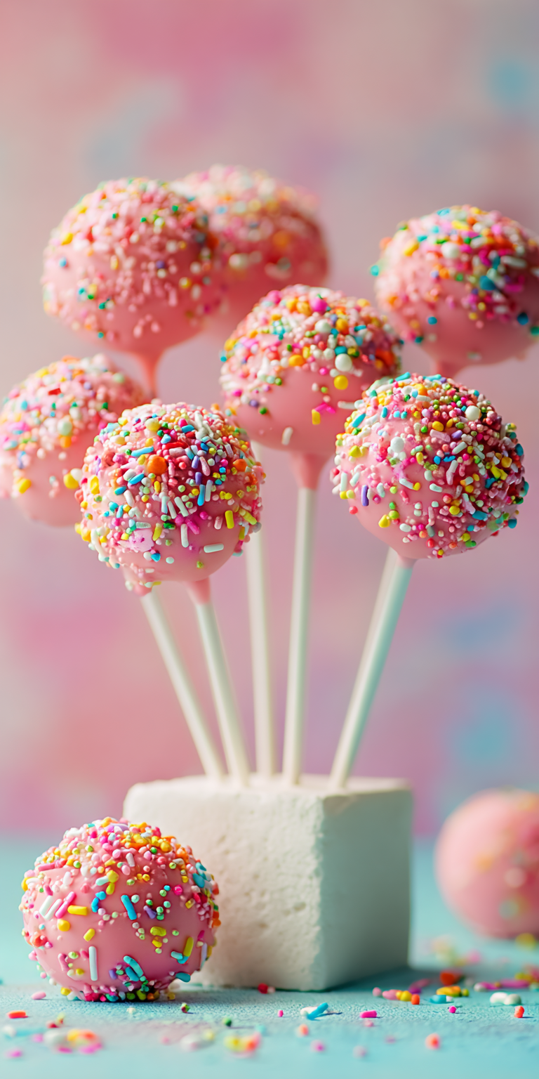 Delicious Starbucks copycat birthday cake pops with colorful sprinkles