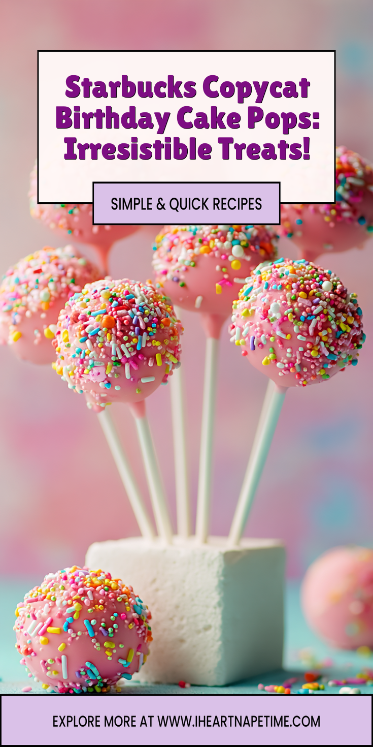 Homemade Starbucks copycat birthday cake pops with colorful sprinkles