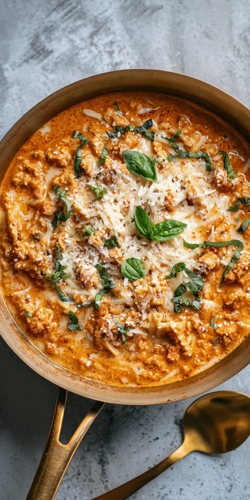 Stovetop Cheesy Lasagna Soup – Quick & Tasty served warm with cozy spices