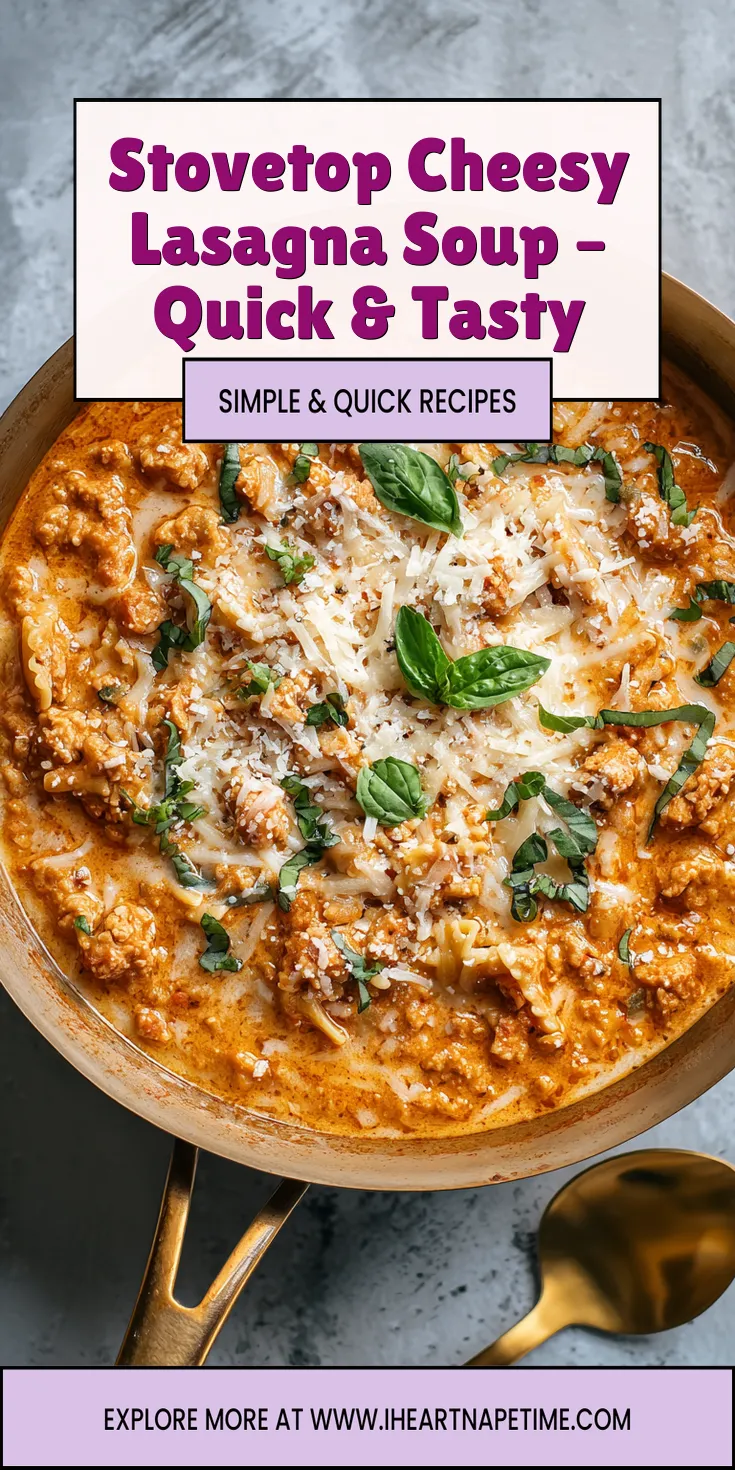 Stovetop Cheesy Lasagna Soup – Quick & Tasty served warm with cozy spices
