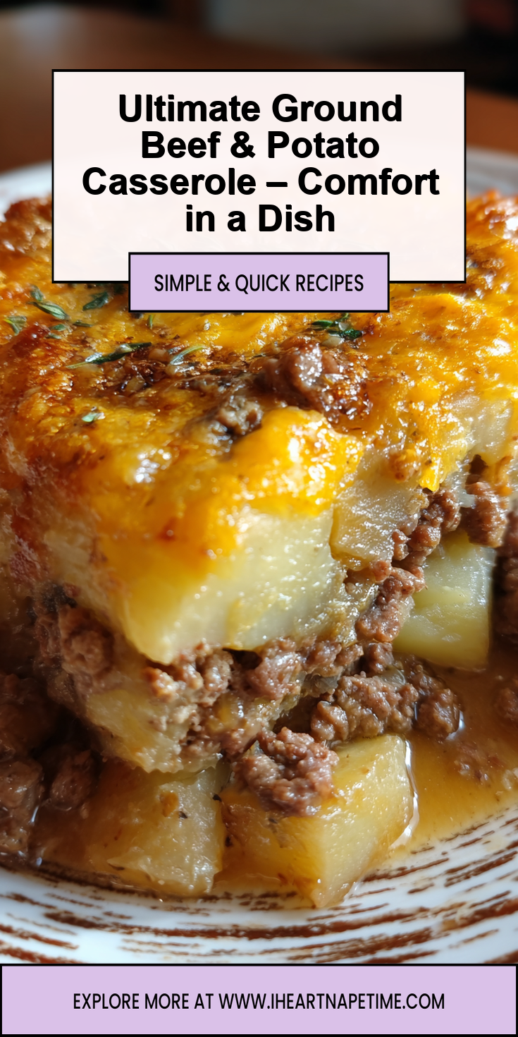 A hearty serving of Ultimate Ground Beef & Potato Casserole fresh from the oven