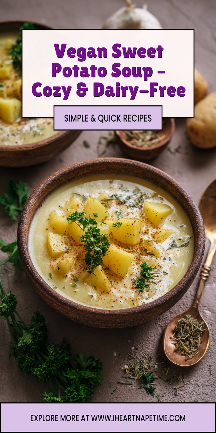 Vegan Sweet Potato Soup – Cozy & Dairy-Free served warm with cozy spices